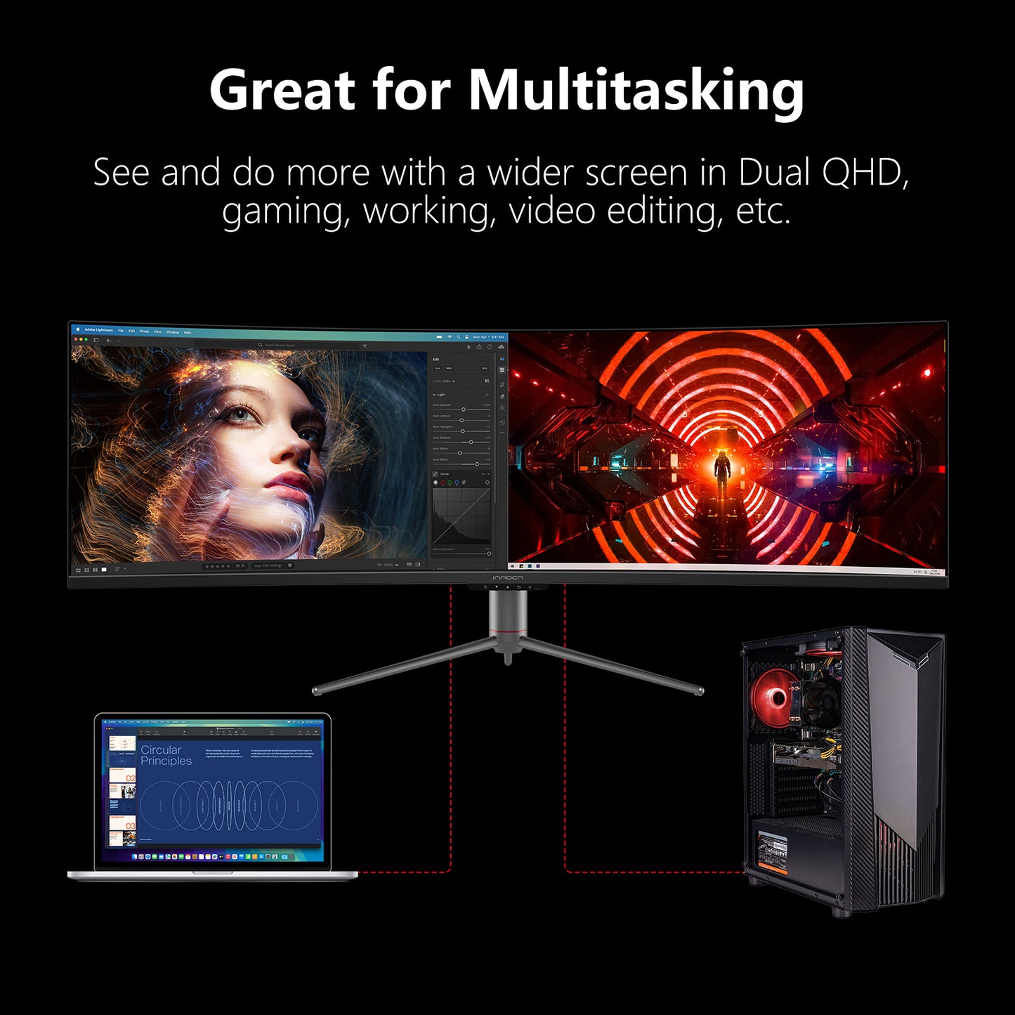 49C1S | 49" Dual QHD 240Hz Ultrawide Curved Gaming Monitor - innocn