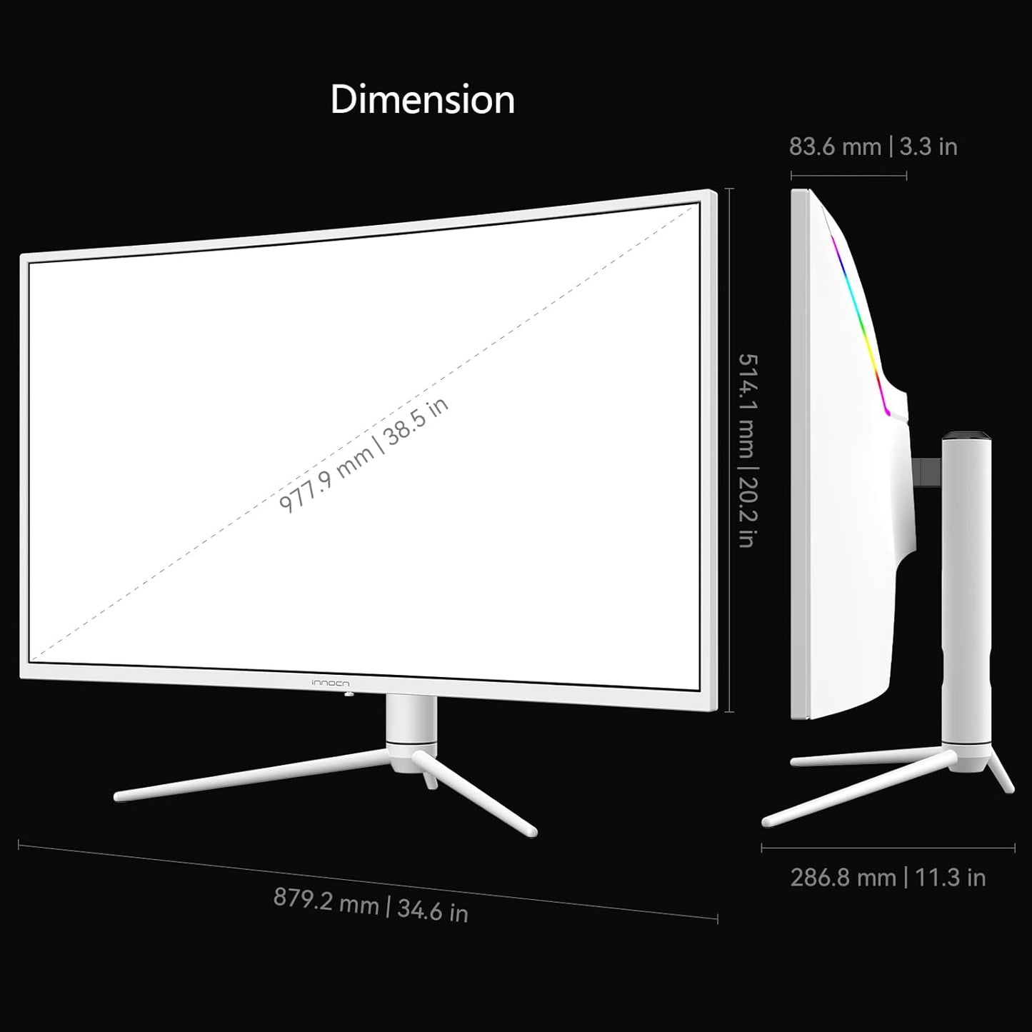 Refurbished 39G1R - 39" QHD Ultrawide 144Hz 2K Curved Gaming Monitor - innocn