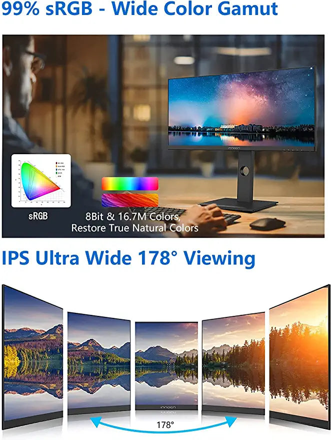 INNOCN 26-Inch Ultrawide Screen Monitor (Refurbished) - 26C1F-D